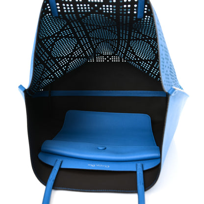 Christian Dior Calfskin Perforated Cannage Dioriva Tote Blue 5 of 9