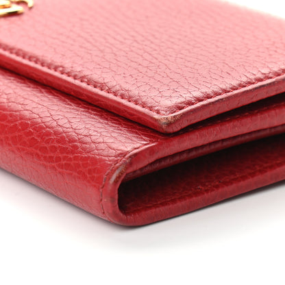 Gucci Dollar Calfskin Petite GG Marmont Wallet Chain Bag Hibiscus Red 9 of 9
