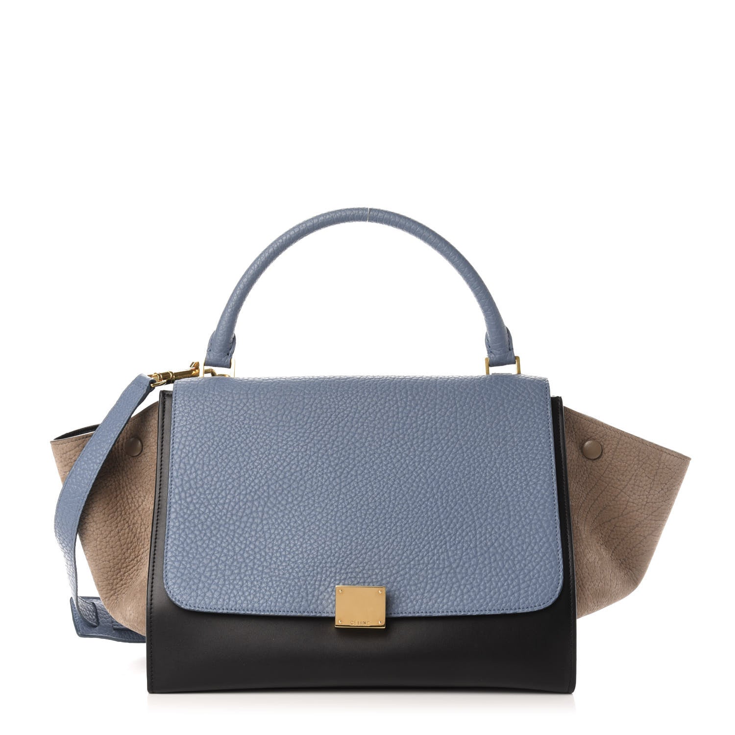 Celine Bullhide Calfskin Grained Nubuck Small Tri-Color Trapeze Medium Blue 1 of 11
