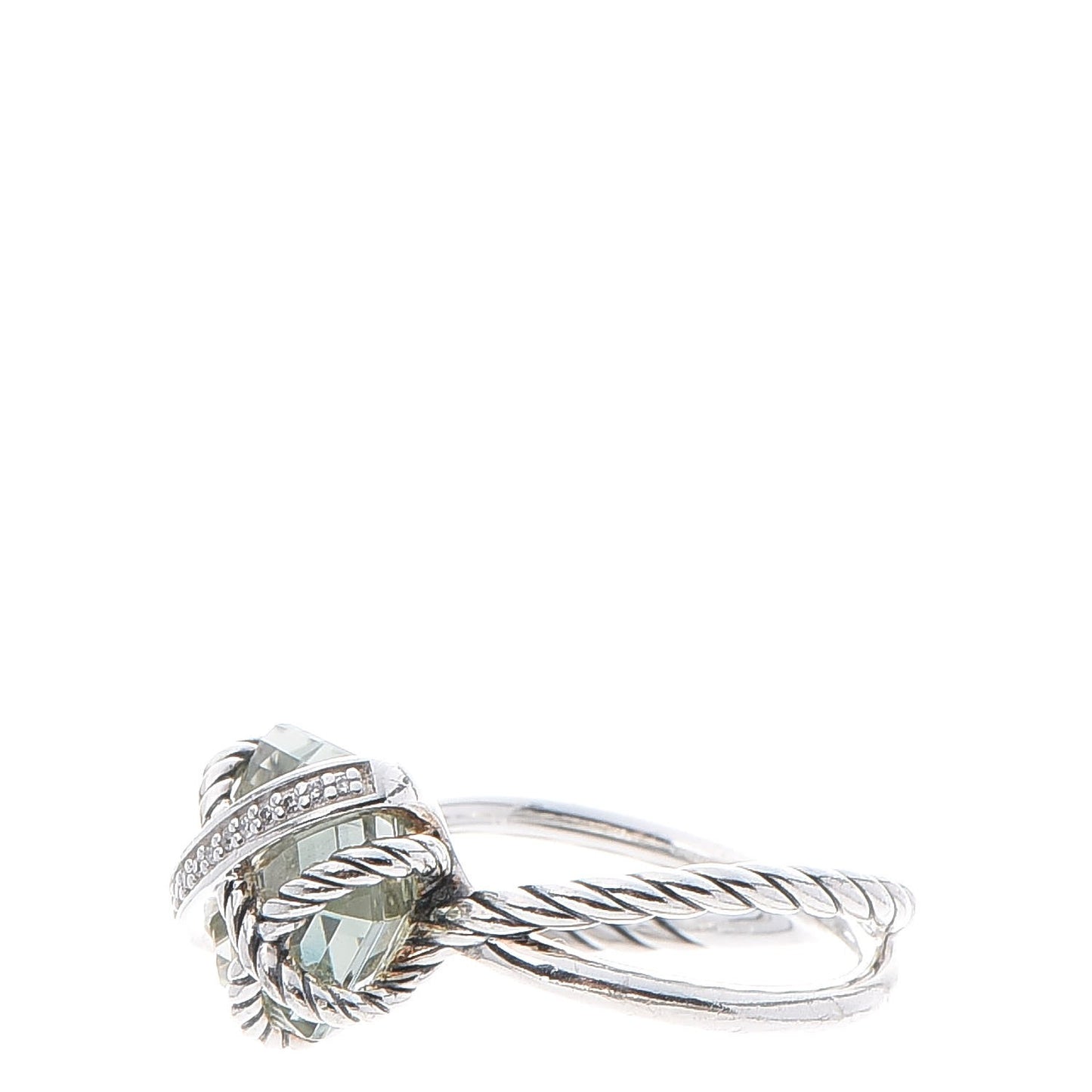 Sterling Silver Diamond Prasiolite 10mm Cable Wrap Ring 55 7.25