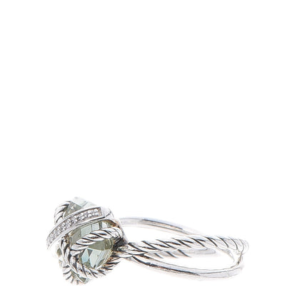David Yurman Sterling Silver Diamond Prasiolite 10mm Cable Wrap Ring 55 7.25 3 of 5
