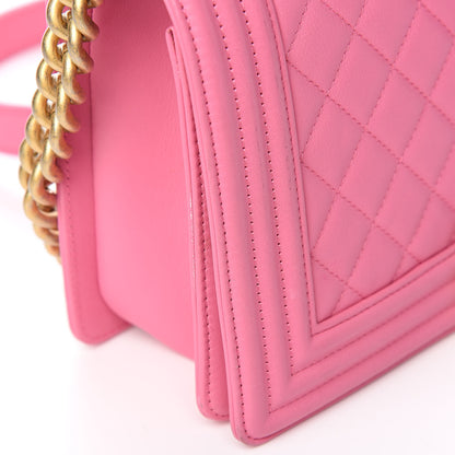 Chanel Lambskin Quilted Medium Boy Flap Pink 14 of 15