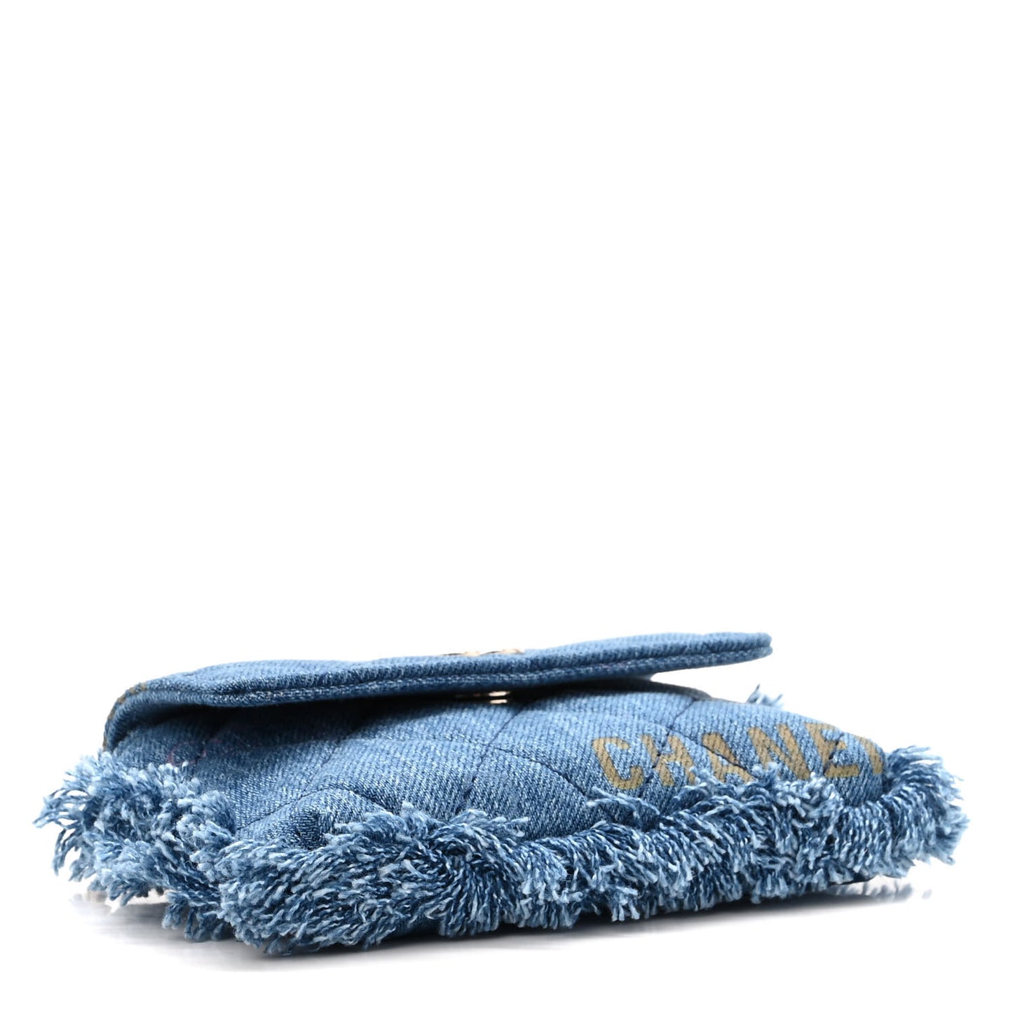 Denim Quilted Denim Mood Clutch With Chain Blue Multicolor