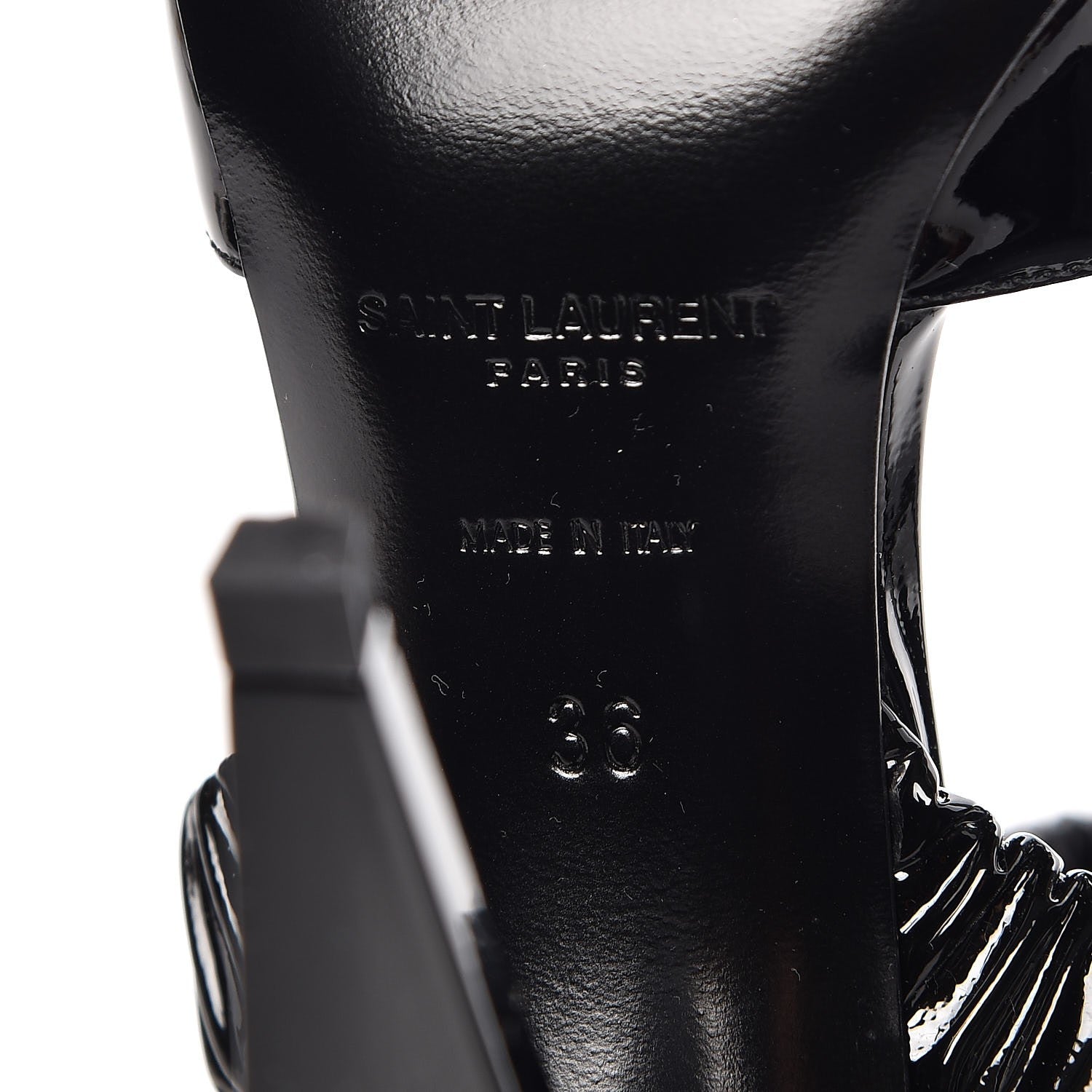 Saint Laurent Patent Freja 105 Flower Ankle Pumps 36 Black 11 of 12