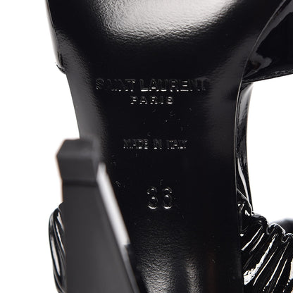 Saint Laurent Patent Freja 105 Flower Ankle Pumps 36 Black 11 of 12