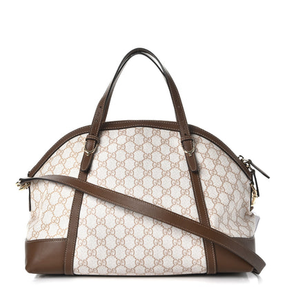 Gucci GG Supreme Monogram Calfskin Medium Nice Top Handle Dome Bag New Mystic White Beige Brown 1 of 13