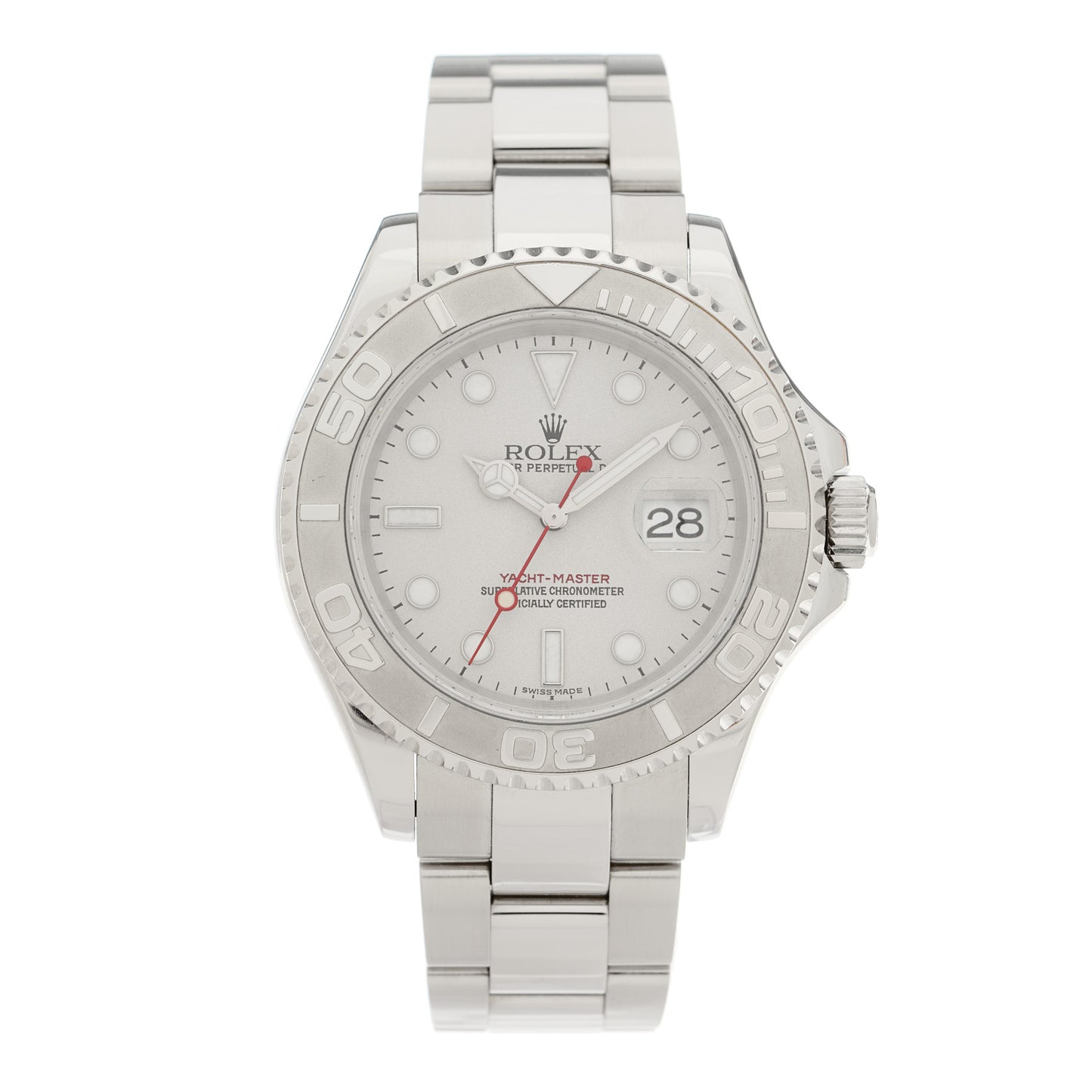 Stainless Steel Platinum 40mm Oyster Perpetual Date Yacht-Master Watch Silver 16622