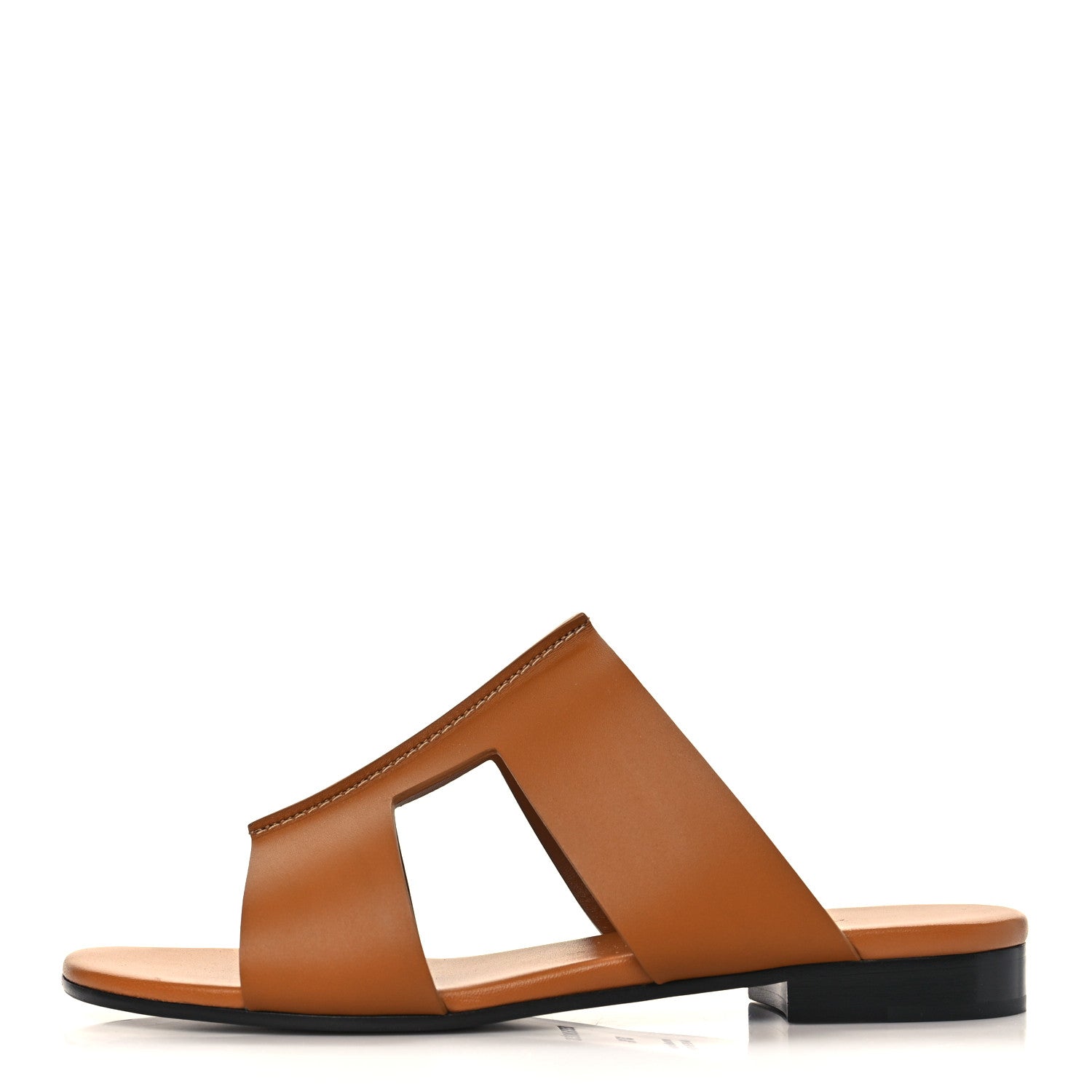 Hermes Calfskin Devise Sandals 37.5 Beige Dore 1 of 9