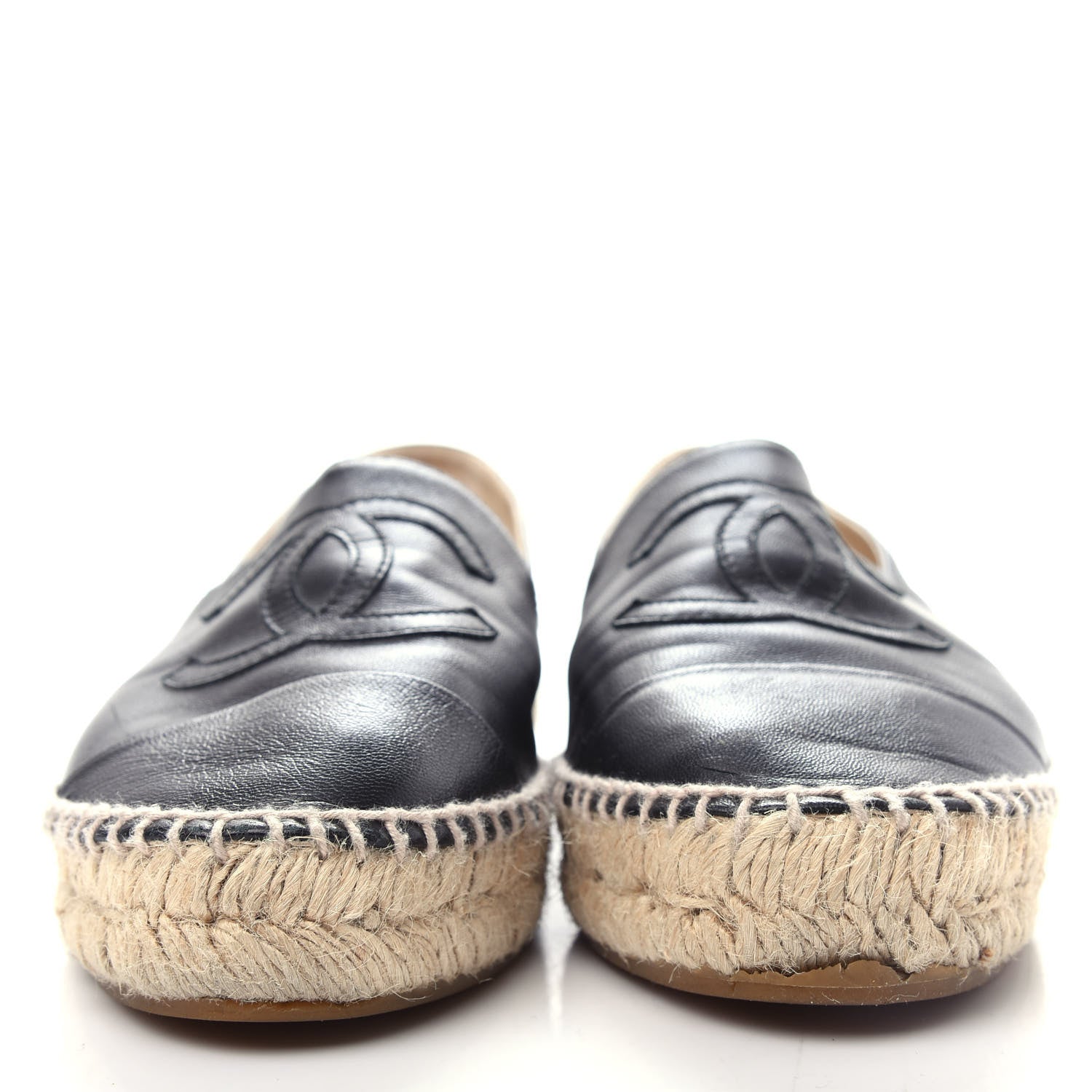 Chanel Lambskin CC Espadrilles 37 Black 2 of 10