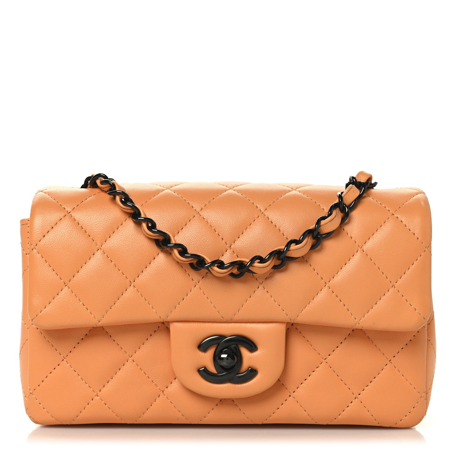Chanel Lambskin Quilted Mini Rectangular Flap Orange 1 of 14