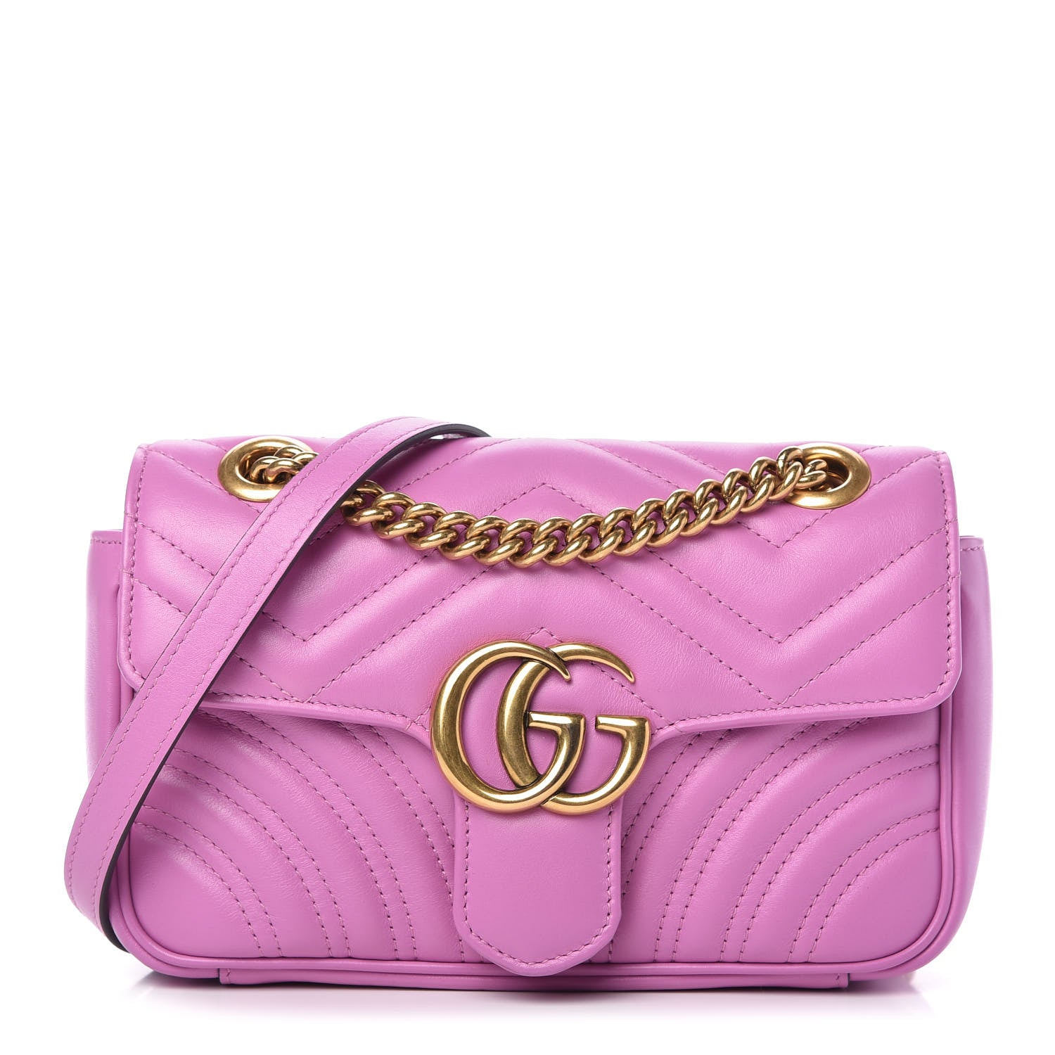 Gucci Calfskin Matelasse Mini GG Marmont Shoulder Bag Candy Mousse 1 of 11