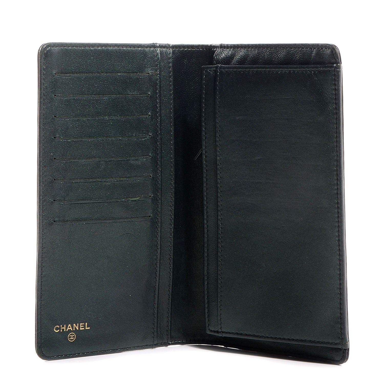 Chanel Lambskin Camellia Yen Wallet Black 5 of 8