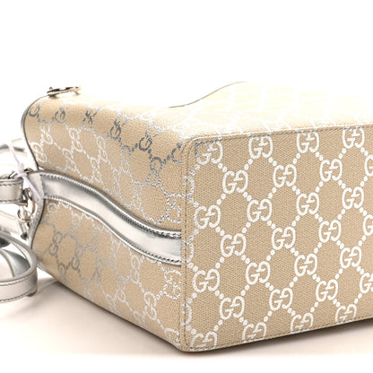 Gucci GG Supreme Monogram Emblem Small Shoulder Bag Beige Ebony Silver 8 of 9