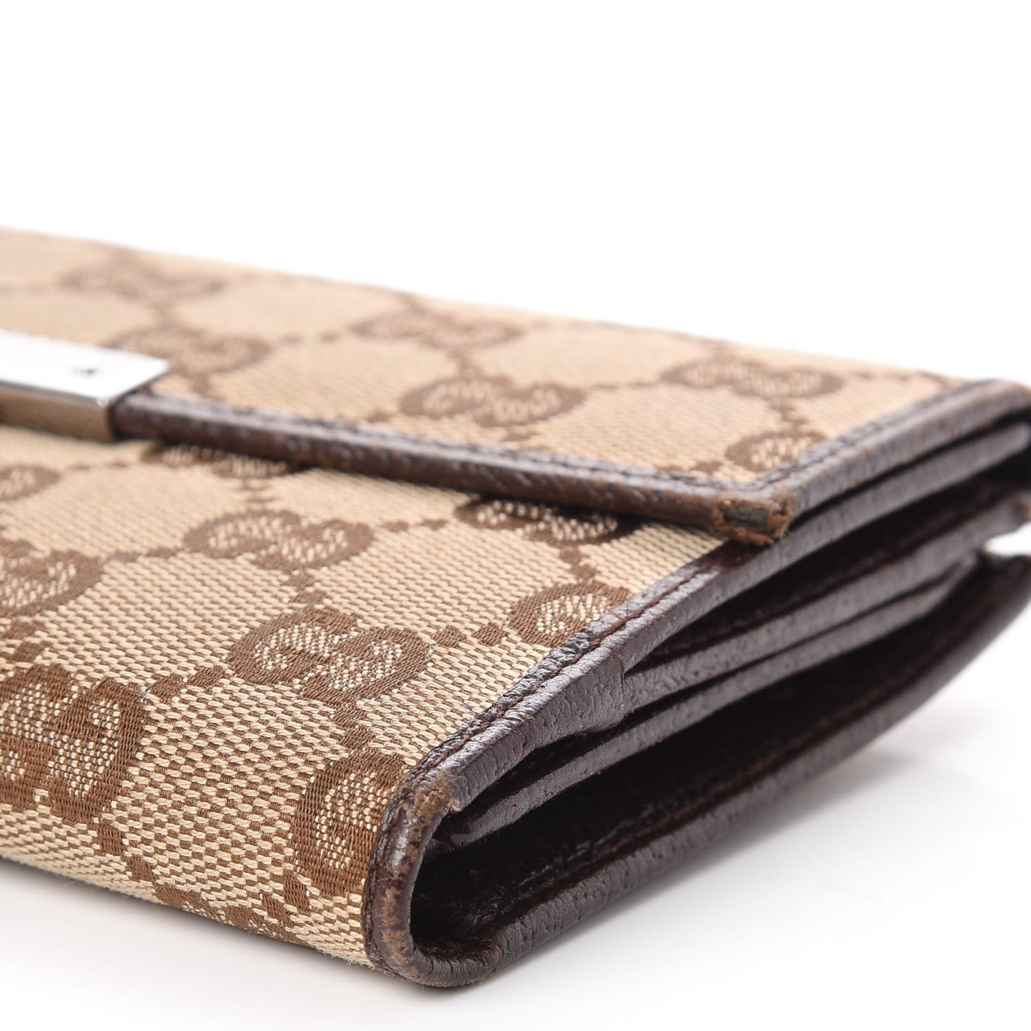 Monogram Metal Bar Continental Flap Wallet Beige Ebony Dark Brown