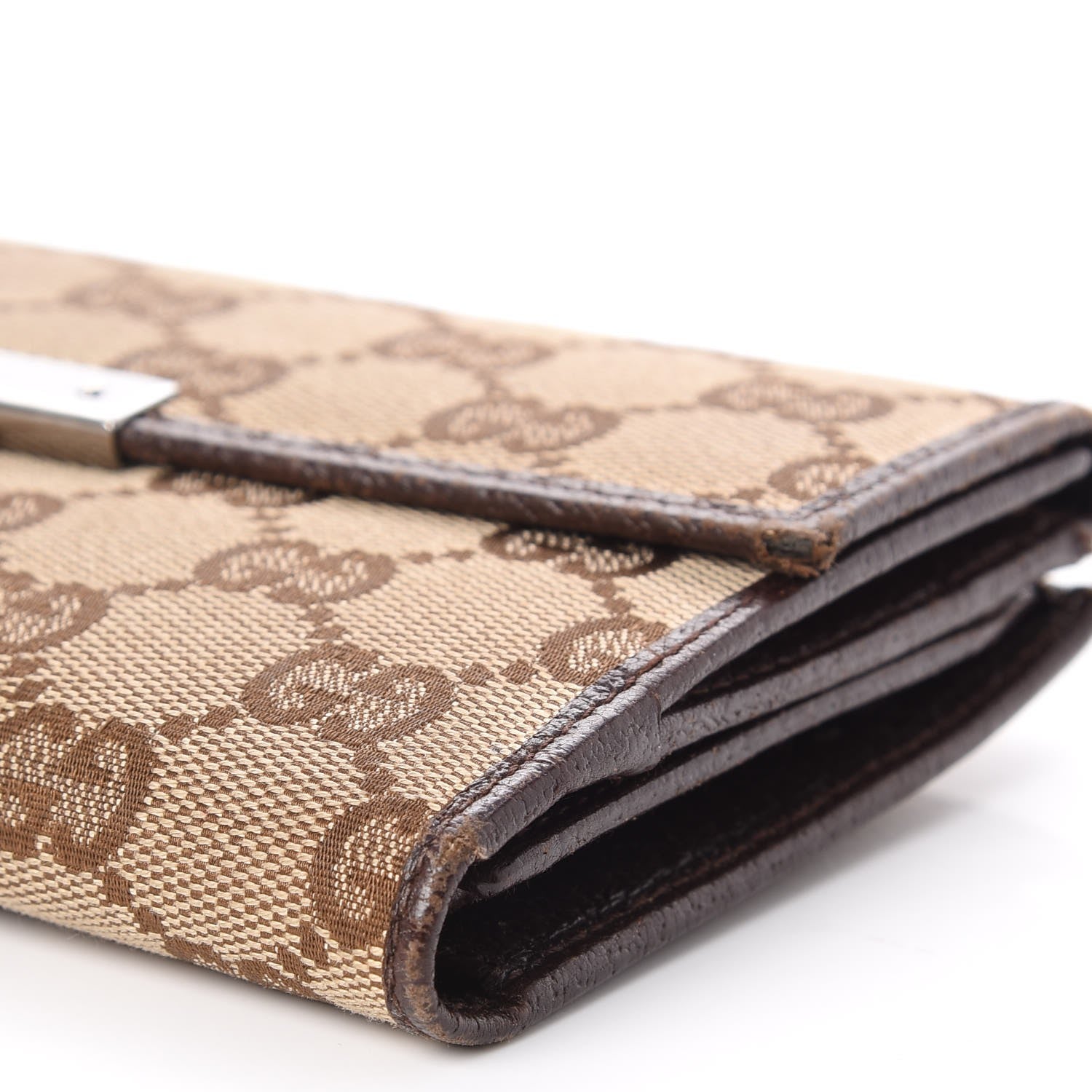 Gucci Monogram Metal Bar Continental Flap Wallet Beige Ebony Dark Brown 12 of 18