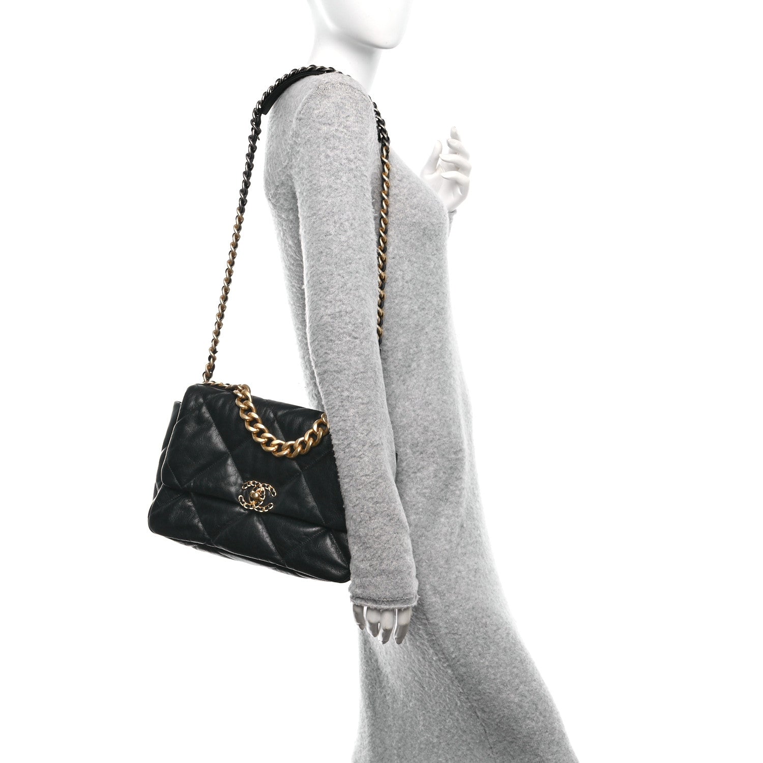 Chanel Goatskin Quilted Large Chanel 19 Flap Black 2 of 10
