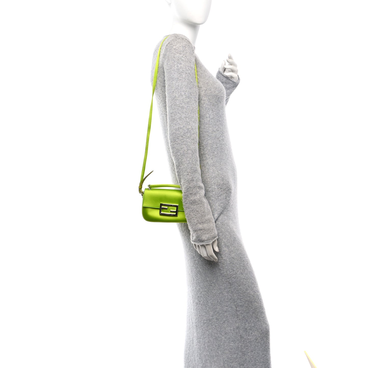 Silk Satin Phone Baguette Wasabi