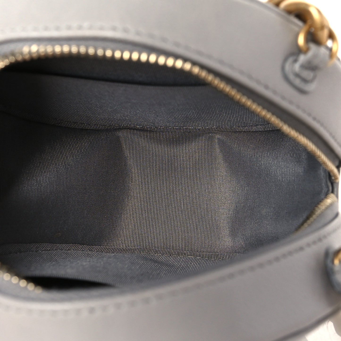 Lambskin Quilted Chanel 19 Round Clutch With Chain Grey