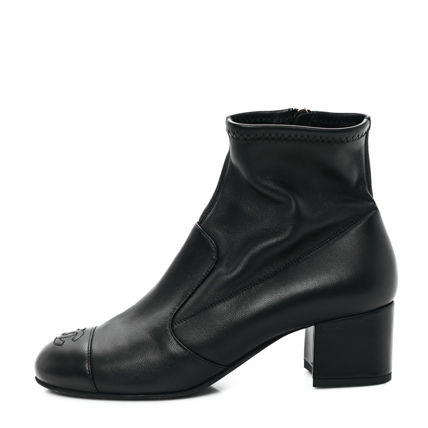 Chanel Stretch Lambskin Cap Toe CC Short Boots 37 Black 1 of 10