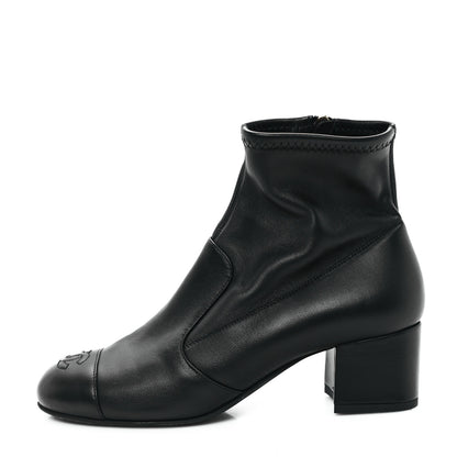 Chanel Stretch Lambskin Cap Toe CC Short Boots 37 Black 1 of 10