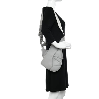 Christian Dior Grained Calfskin Kim Jones Saddle Bag Light Grey 2 of 14