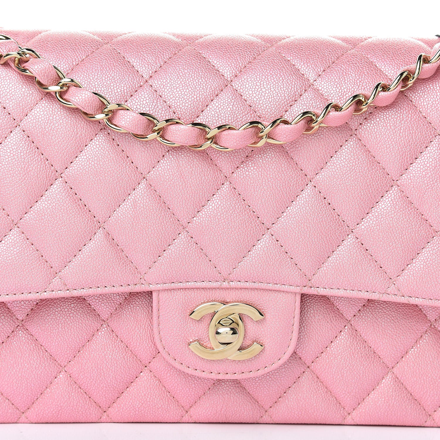 Chanel Iridescent Caviar Quilted Medium Double Flap Rose Pink 8 of 11