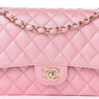 Chanel Iridescent Caviar Quilted Medium Double Flap Rose Pink 8 of 11