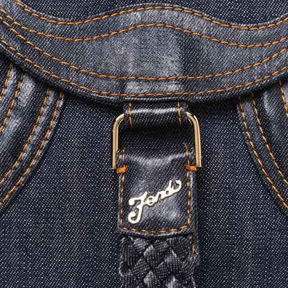 Fendi Denim Spalmati Woven Spy Pouch Bag Blue 8 of 13