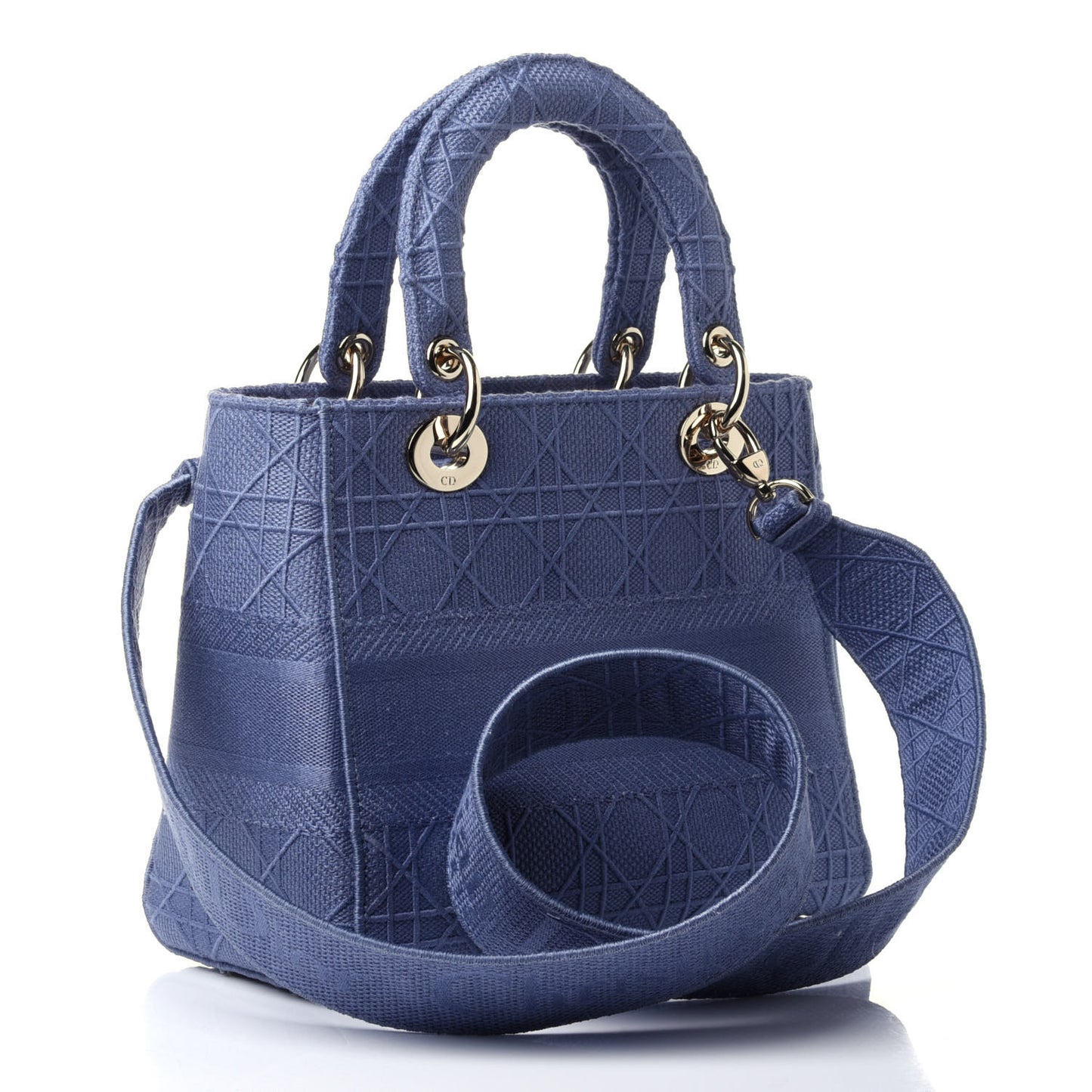Canvas Embroidered Cannage Medium Lady D-Lite Blue