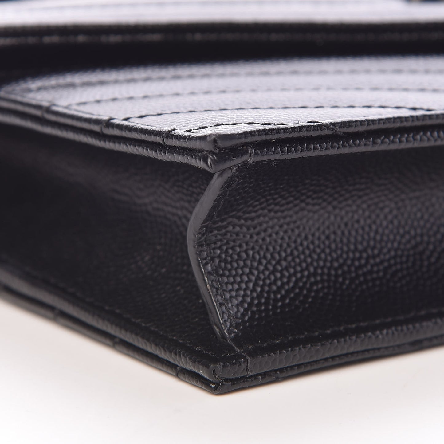 Grain De Poudre Matelasse Chevron Monogram Envelope Chain Wallet Black