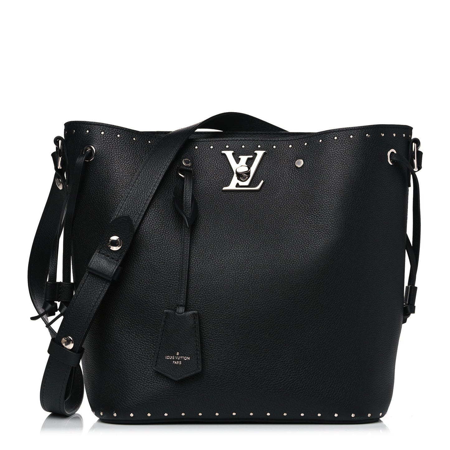 Soft Calfskin Lockme Studs Bucket Black