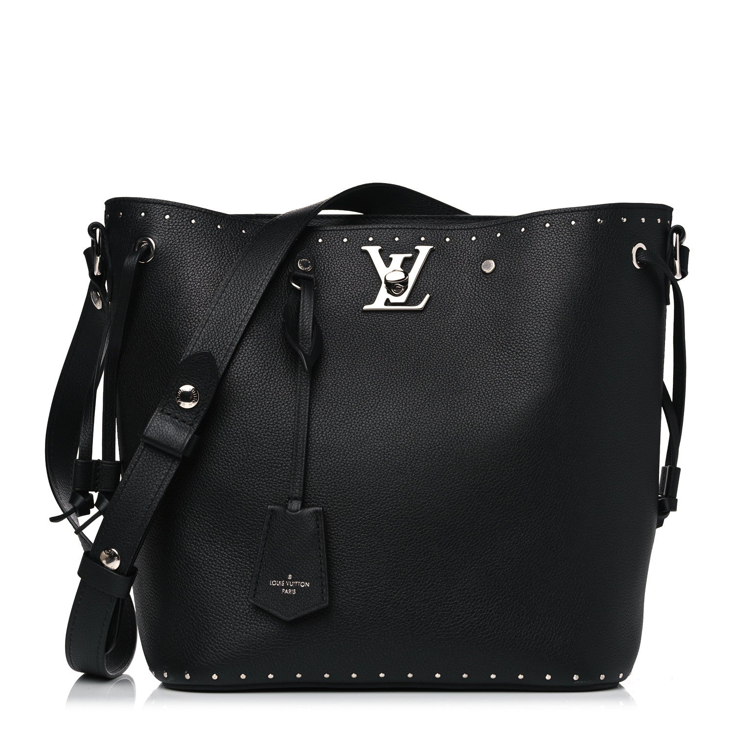 Louis Vuitton Soft Calfskin Lockme Studs Bucket Black 1 of 16
