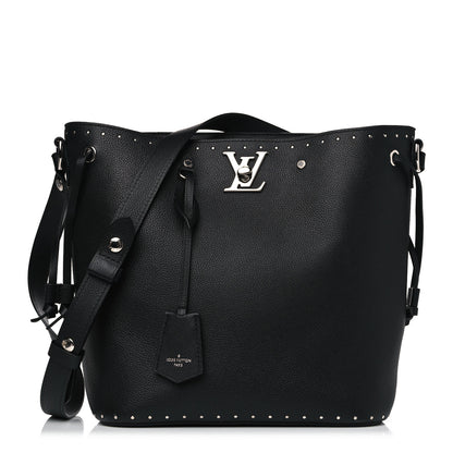 Louis Vuitton Soft Calfskin Lockme Studs Bucket Black 1 of 16