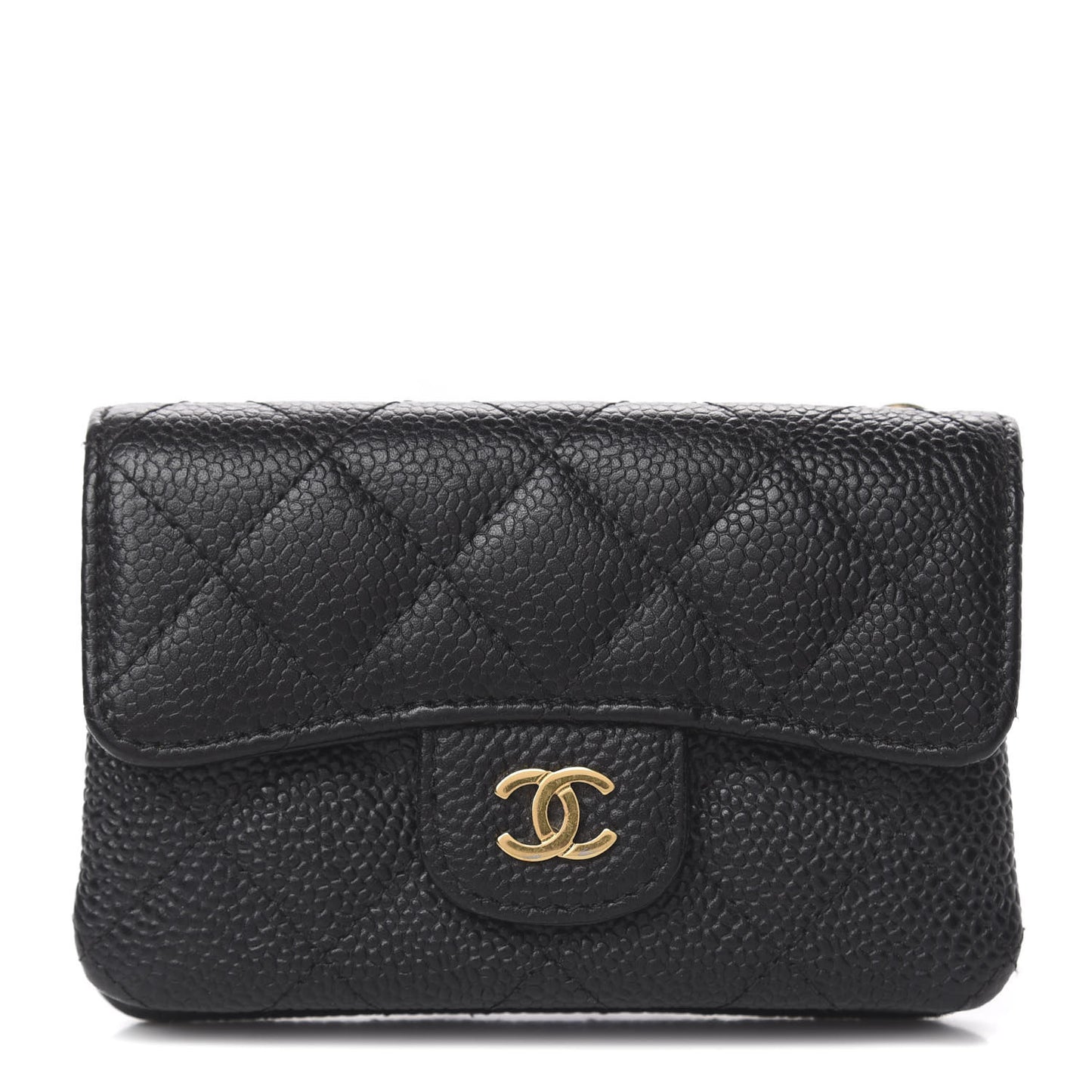 Caviar Quilted Coin Purse Black