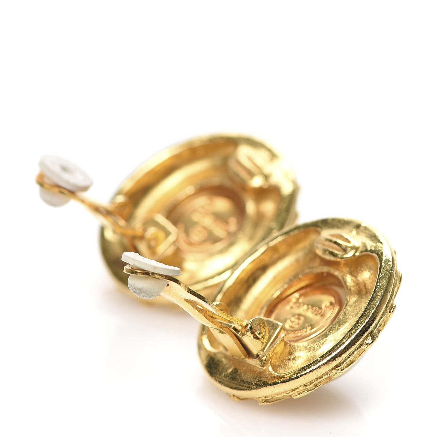 Pearl Round Clip On Earrings Gold