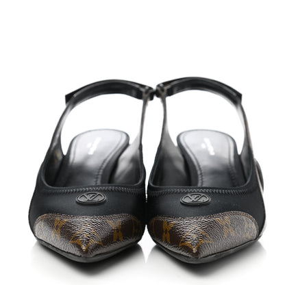 Louis Vuitton Monogram Call Back Sling Back Pumps 37.5 Black 2 of 8
