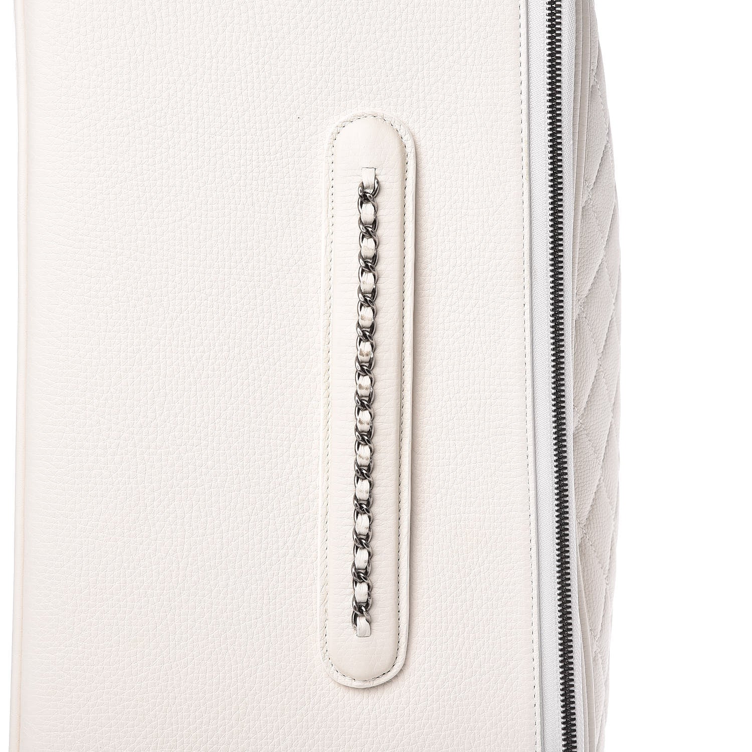 Chanel Calfskin Quilted Coco Case Trolley Rolling Luggage White 10 of 13