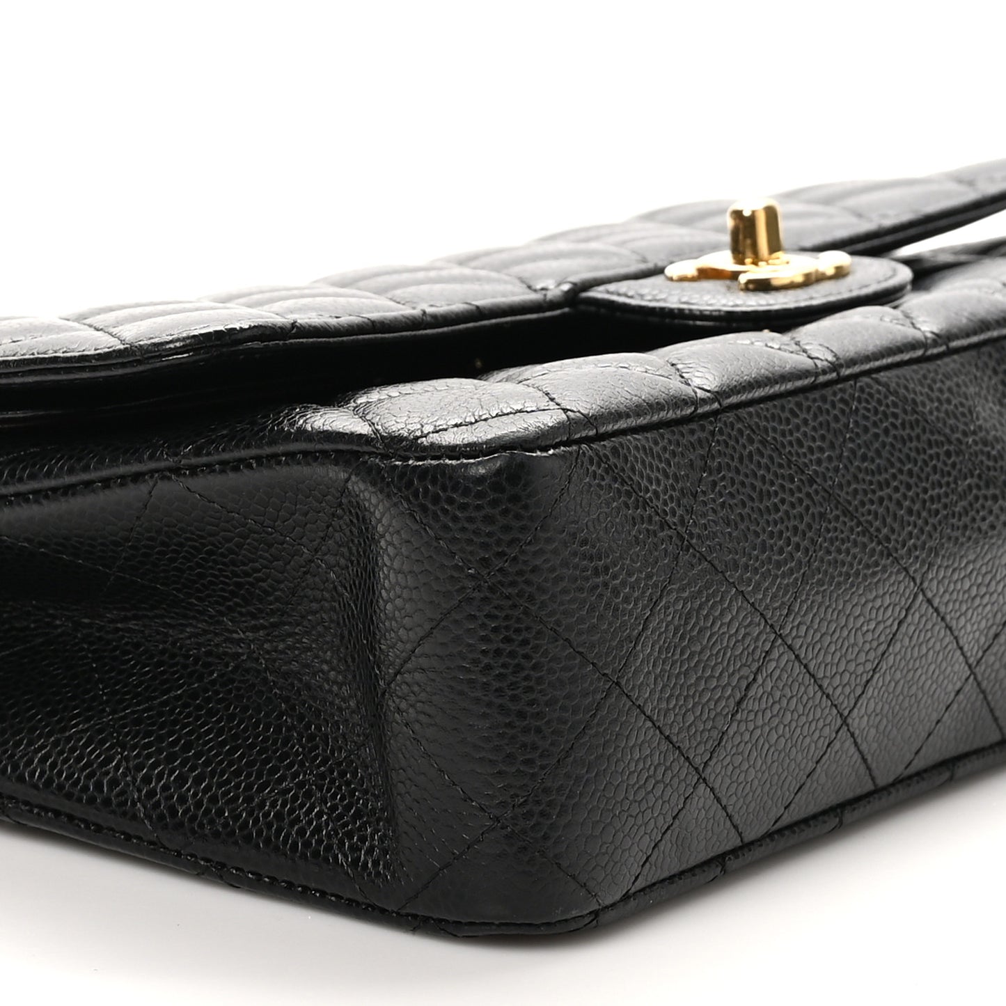 Caviar Quilted Medium Double Flap Black