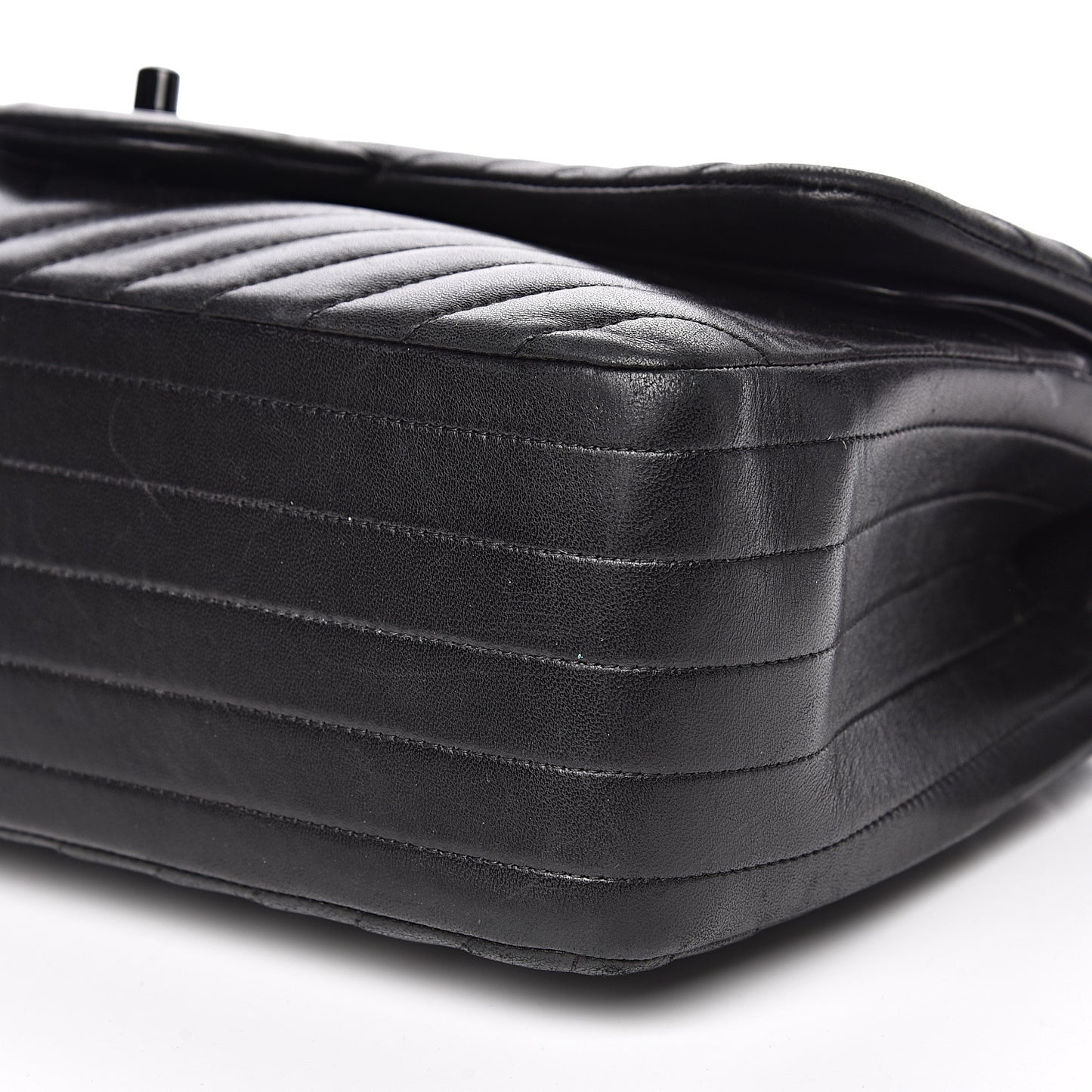 Lambskin Chevron Quilted Jumbo Double Flap So Black