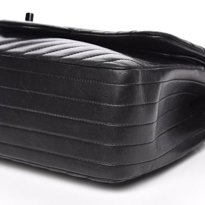 Chanel Lambskin Chevron Quilted Jumbo Double Flap So Black 11 of 18