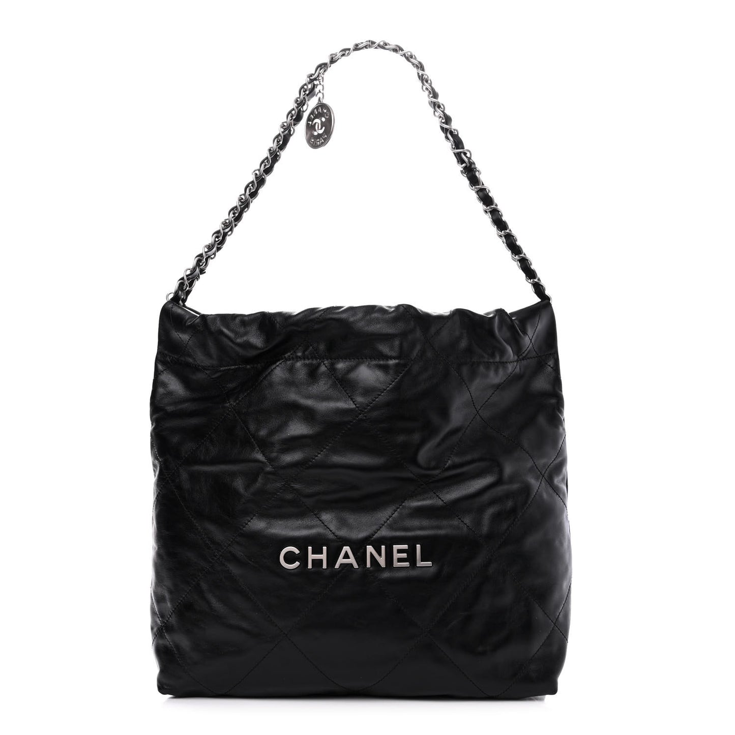 Shiny Calfskin Quilted Small Chanel 22 Black