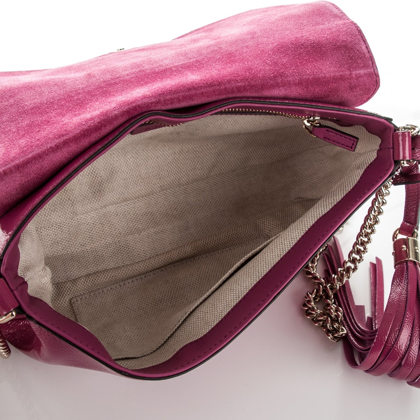 Patent Medium Soho Flap Crossbody Bright Bougainvillea