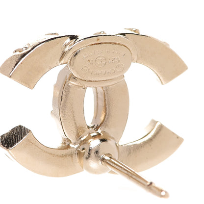 Chanel Crystal Studded CC Earrings Gold 4 of 5