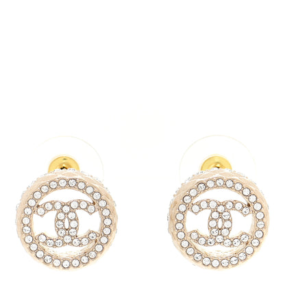 Chanel Crystal CC Round Earrings Gold 1 of 5