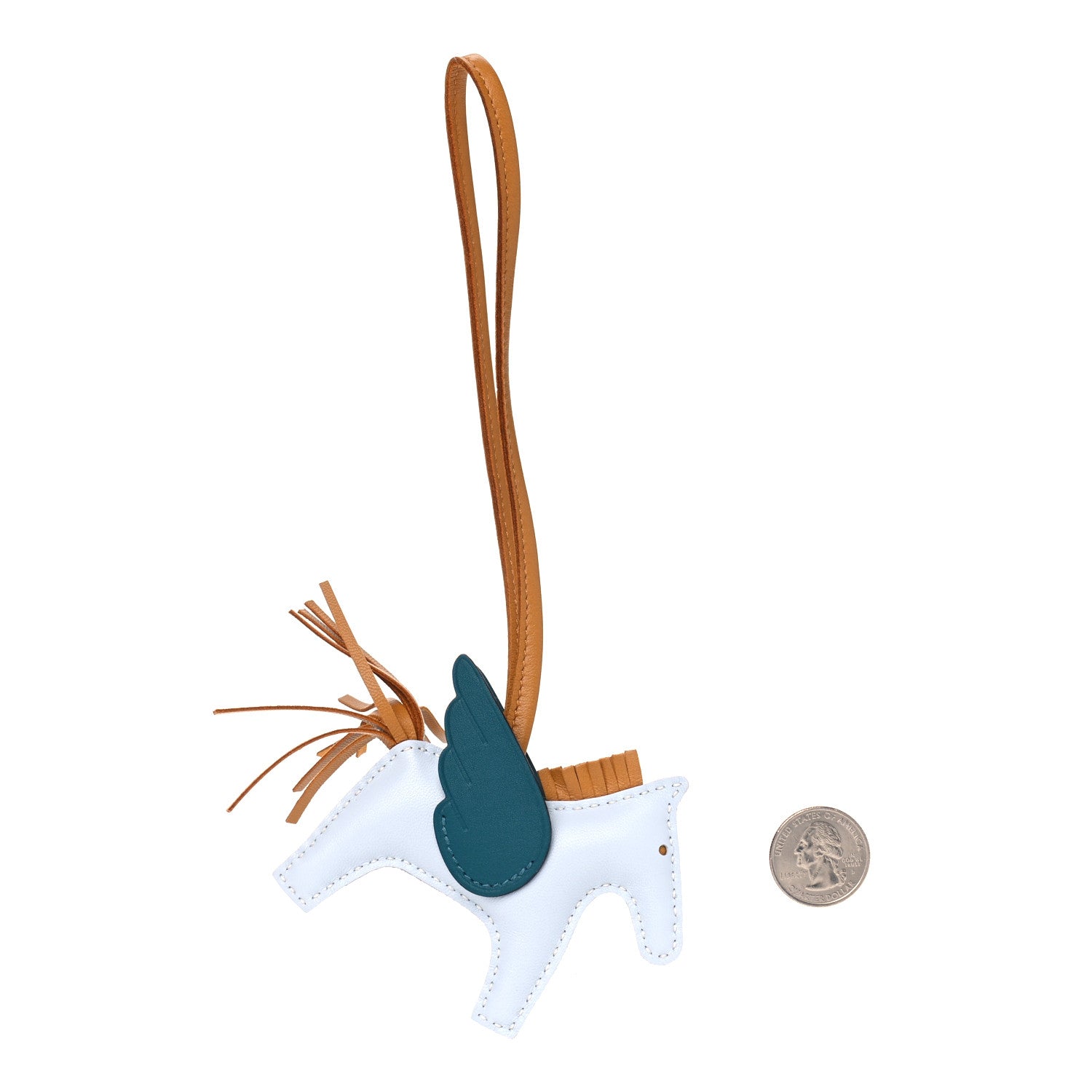 Hermes Milo Lambskin Grigri Rodeo Pegase Horse Bag Charm PM Bleu Brume Sesame Vert Bosphore 2 of 4