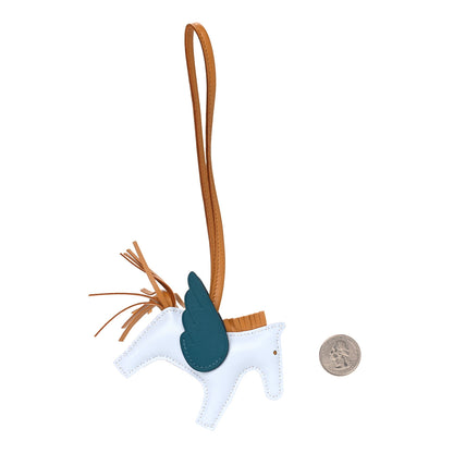 Hermes Milo Lambskin Grigri Rodeo Pegase Horse Bag Charm PM Bleu Brume Sesame Vert Bosphore 2 of 4