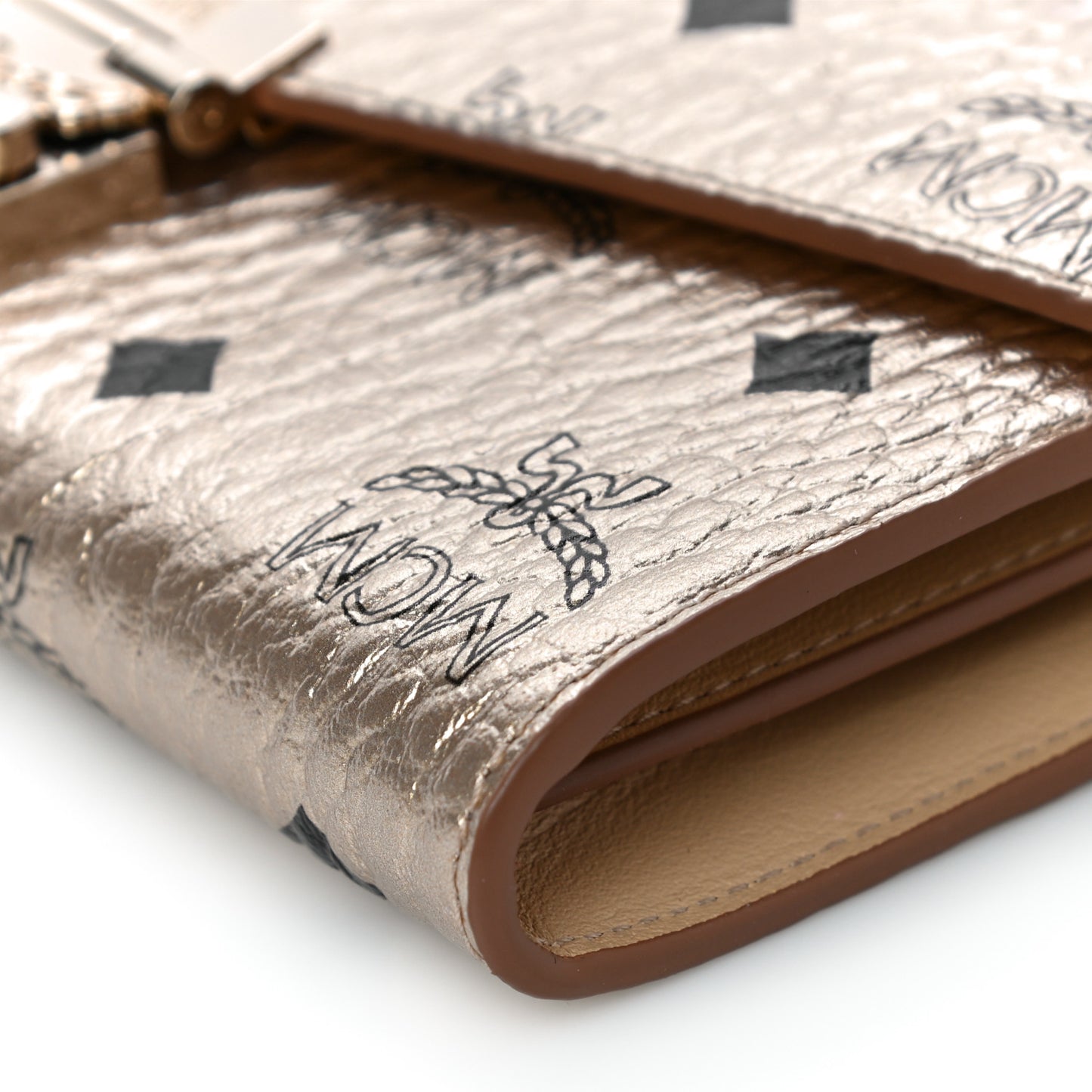 Metallic Visetos Patricia Wallet On Chain Gold