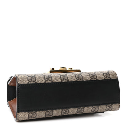 Gucci GG Supreme Monogram Calfskin Small Padlock Shoulder Bag Beige Black Cuir 4 of 10