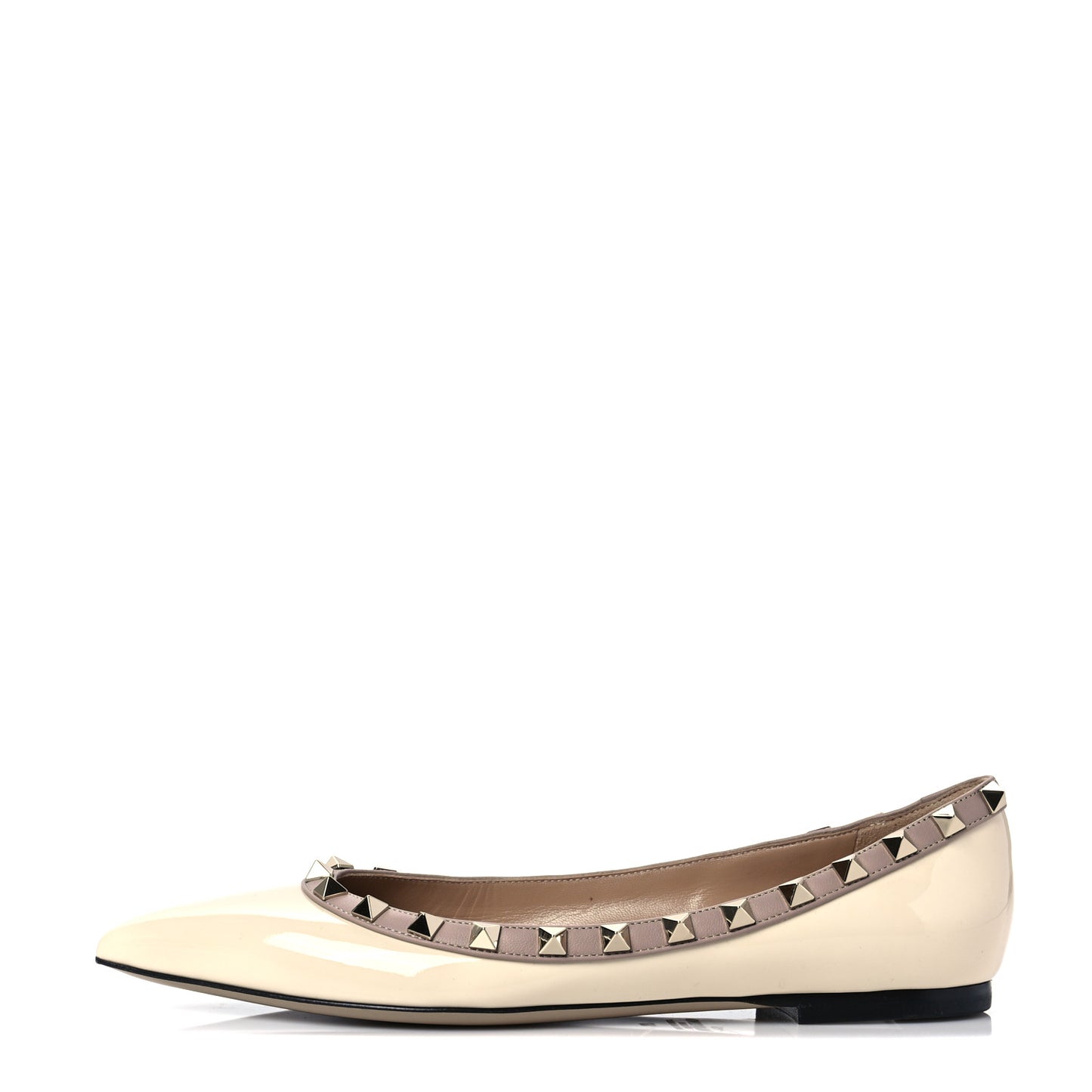 Patent Rockstud Ballerina Flats 37 Ivory Poudre