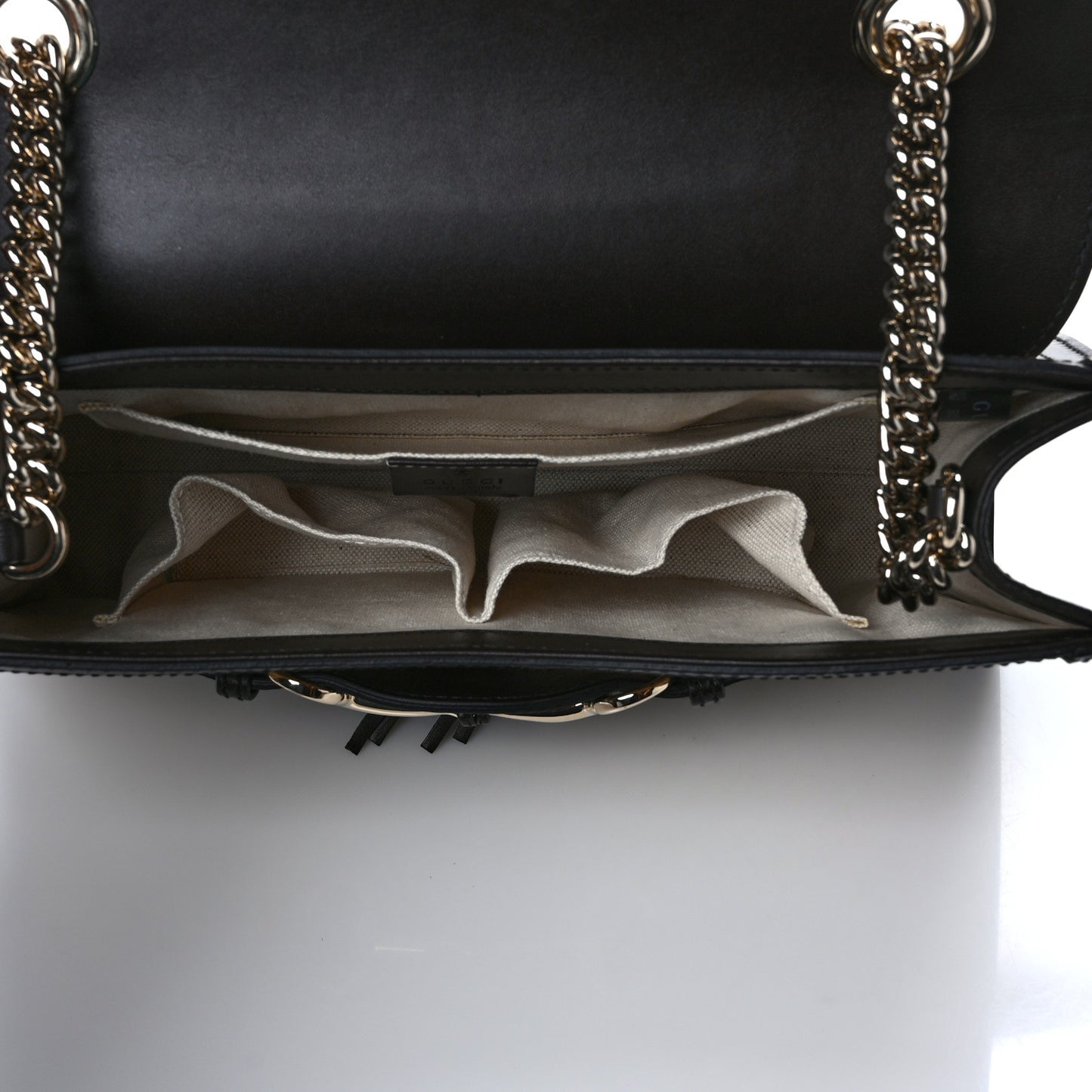 Monogram Margaux Calfskin Medium Emily Chain Shoulder Bag Beige Ebony Cocoa